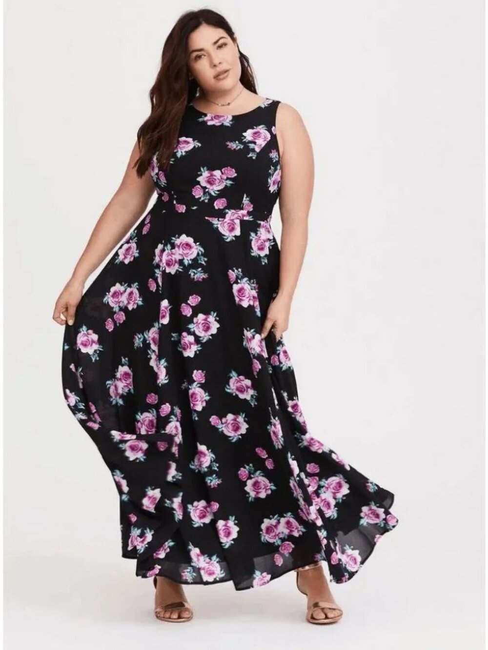 Torrid Floral High Neck Georgette Maxi Dress
